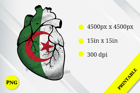 Algeria Heart Flag Graphics for Crafts Projects