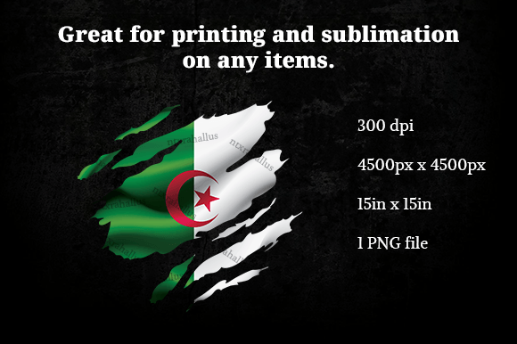 Algeria Ripped Flag PNG for Graphics and Crafts