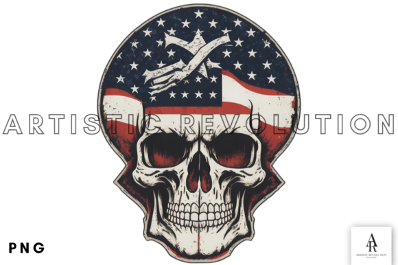 American Flag Patriotic Skull PNG