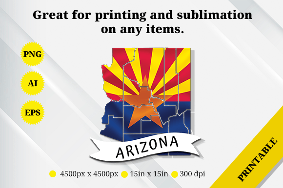 Arizona Map Flag: Graphics for Crafts and Content