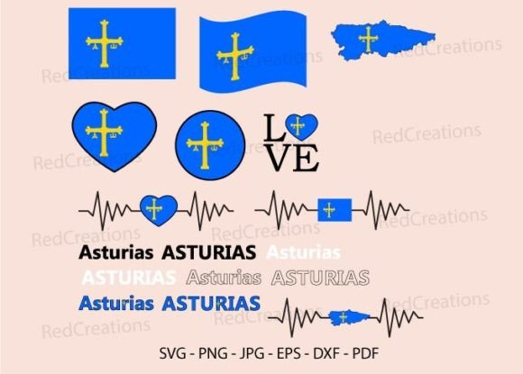 Asturias Flag Svg Bundle: Graphics & Crafts
