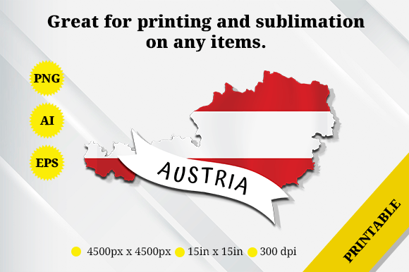 Austria Map Flag Graphics & Crafts