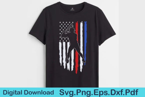 Baseball American Flag 4th of July Gift Graphics & Crafts
