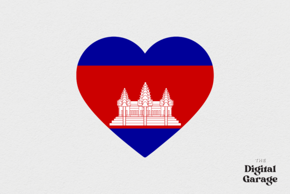Cambodia Heart Flag, SVG PNG for Crafts and Graphics