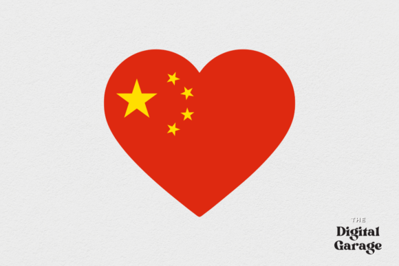China Heart Flag: Graphics for Crafts and Small Business Branding