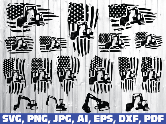 Excavator Flag Bundle: Graphics for Crafts