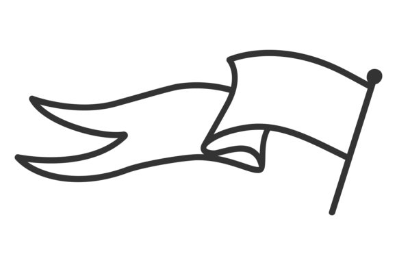 Flag Waving on Wind Line Icon. Vintage S
