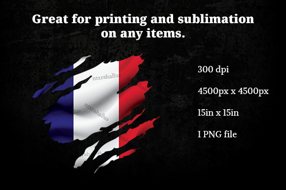 France Ripped Flag PNG for Crafts and Graphics