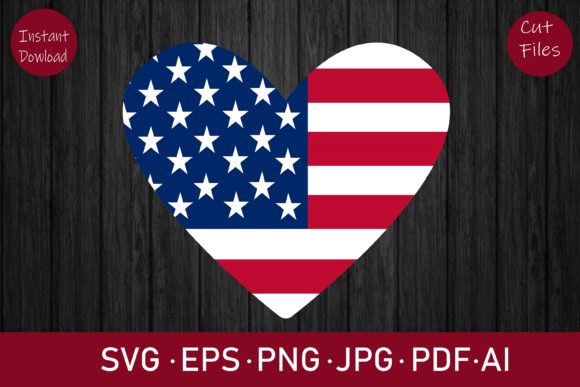 Heart Shape USA Flag Graphics and Crafts