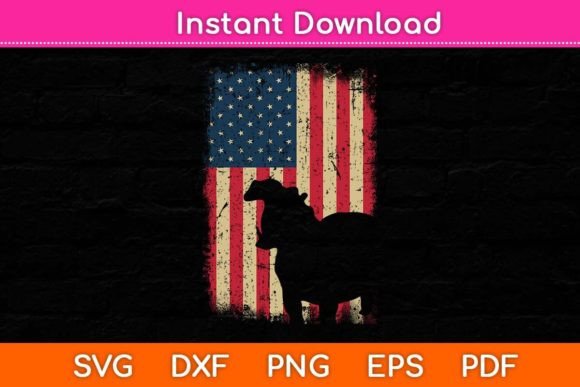 Hippopotamus American Flag 4th of July Graphics
