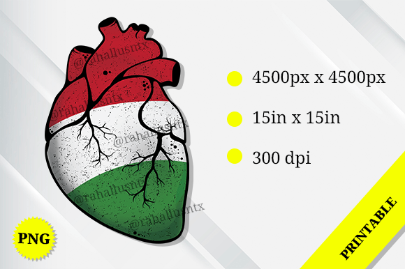 Hungary Heart Flag Graphics for Crafts