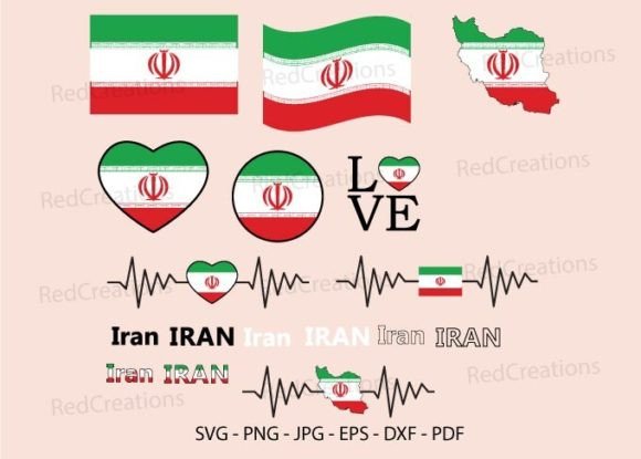 Iran Flag Svg Bundle: Graphics and Crafts