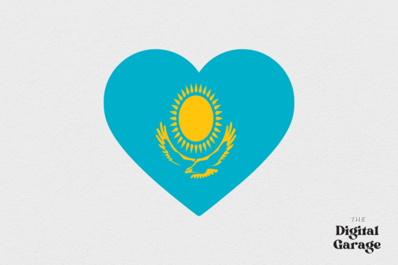 Kazakhstan Heart Flag, SVG PNG for Crafts & Graphics