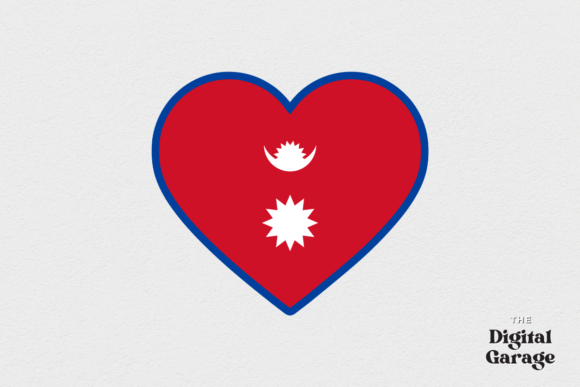 Nepal Heart Flag, SVG PNG for Crafts & Graphics