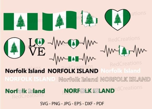 Norfolk Island Flag Svg Bundle, Waving