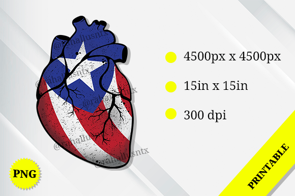 Puerto Rico Heart Flag Graphics for Crafts Projects
