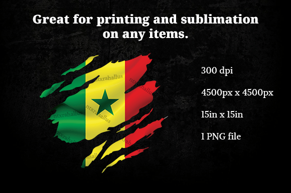 Senegal Ripped Flag PNG for Crafts and Graphics