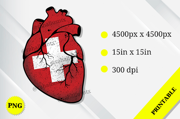 Switzerland Heart Flag Graphics for Crafts Projects