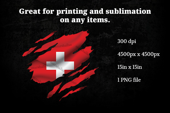 Switzerland Ripped Flag PNG for Crafts and Graphics