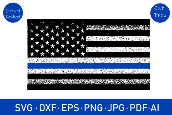Thin Blue American Flag Distressed USA Graphics and Crafts