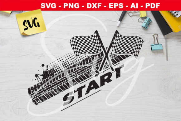 Tire Tracks Racing Flag Start Graphics