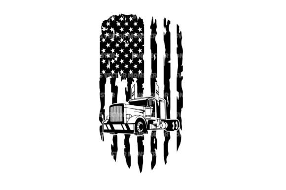 Truck on Distressed American Flag Svg: Graphics for Crafts