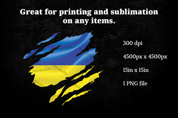 Ukraine Ripped Flag PNG Graphics for Crafts