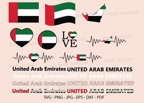 United Arab Emirates Flag Bundle Svg: Graphics and Crafts