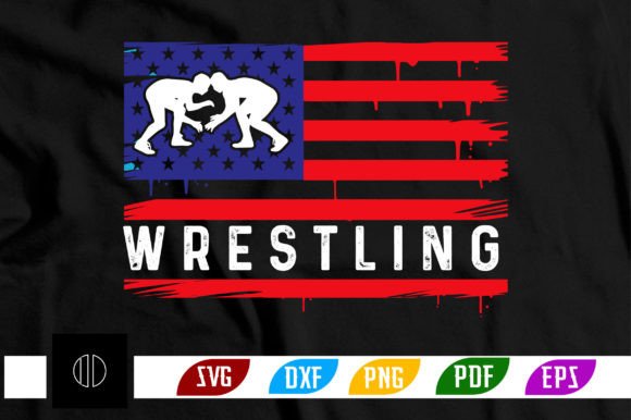 USA Flag with Wrestling SVG Design